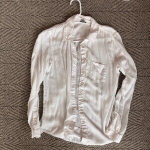 Aerie White Button-Up Shirt Size Small